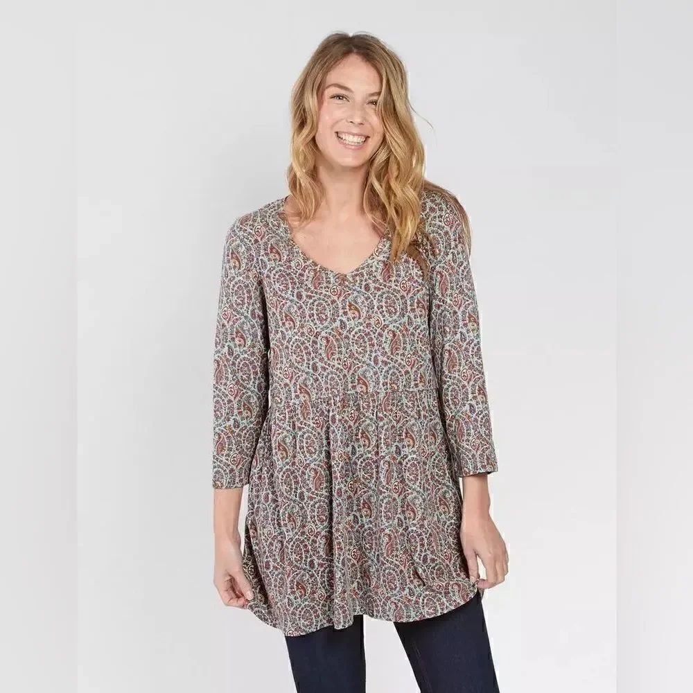 Fat Face Hailee Country Paisley Longline Top - size 12